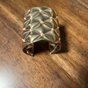 Gold and Pearl Cuff Bracelet